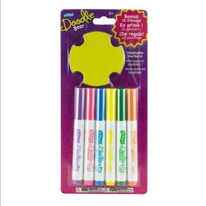 The Original Doodle Bear Washable Markers and Stencils 6 Markers 15 Stencils NIB